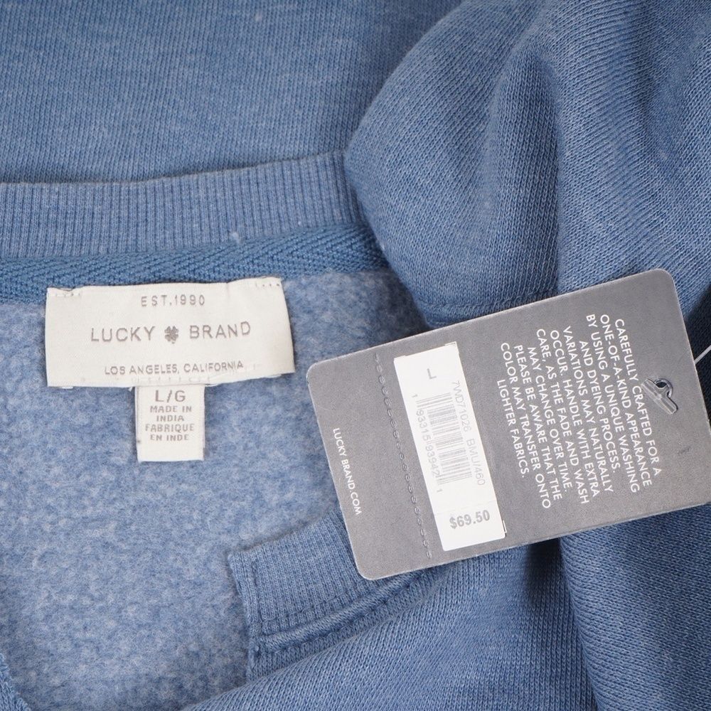 NWT Lucky Brand Light‎ Blue V Neck Cut Off Sweater Size L​ - Picture 5 of 8